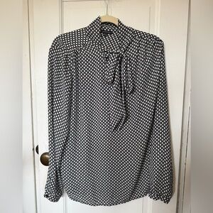 Adrianna Papell Black & White Bow Tie Blouse